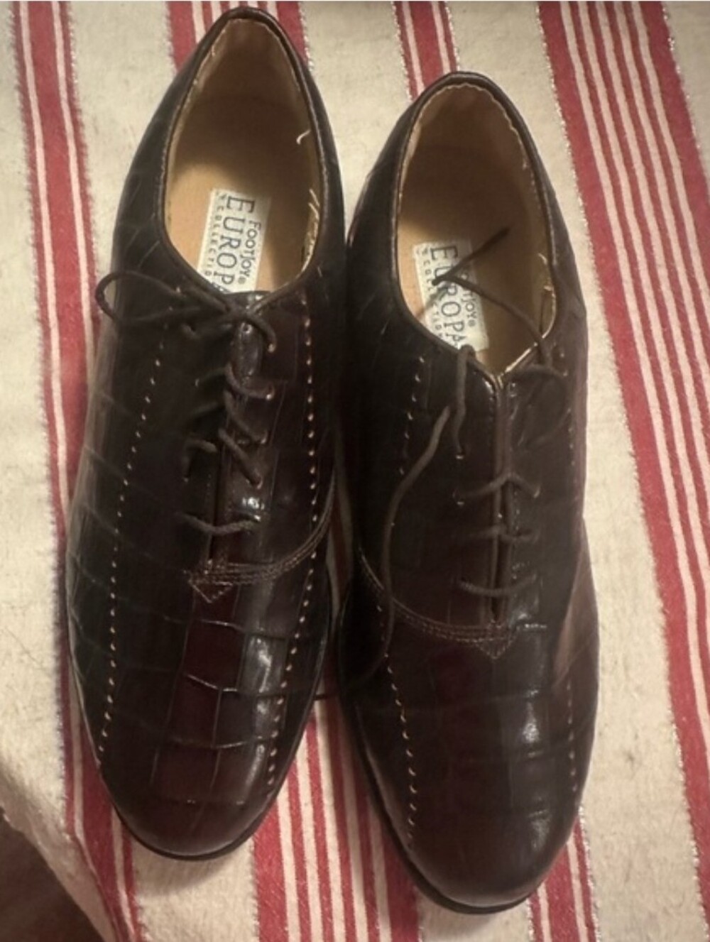 FootJoy Europa Dark Brown Croc-Embossed Oxfords